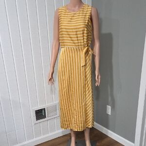 Vince Camuto Yellow Striped Midi Dress